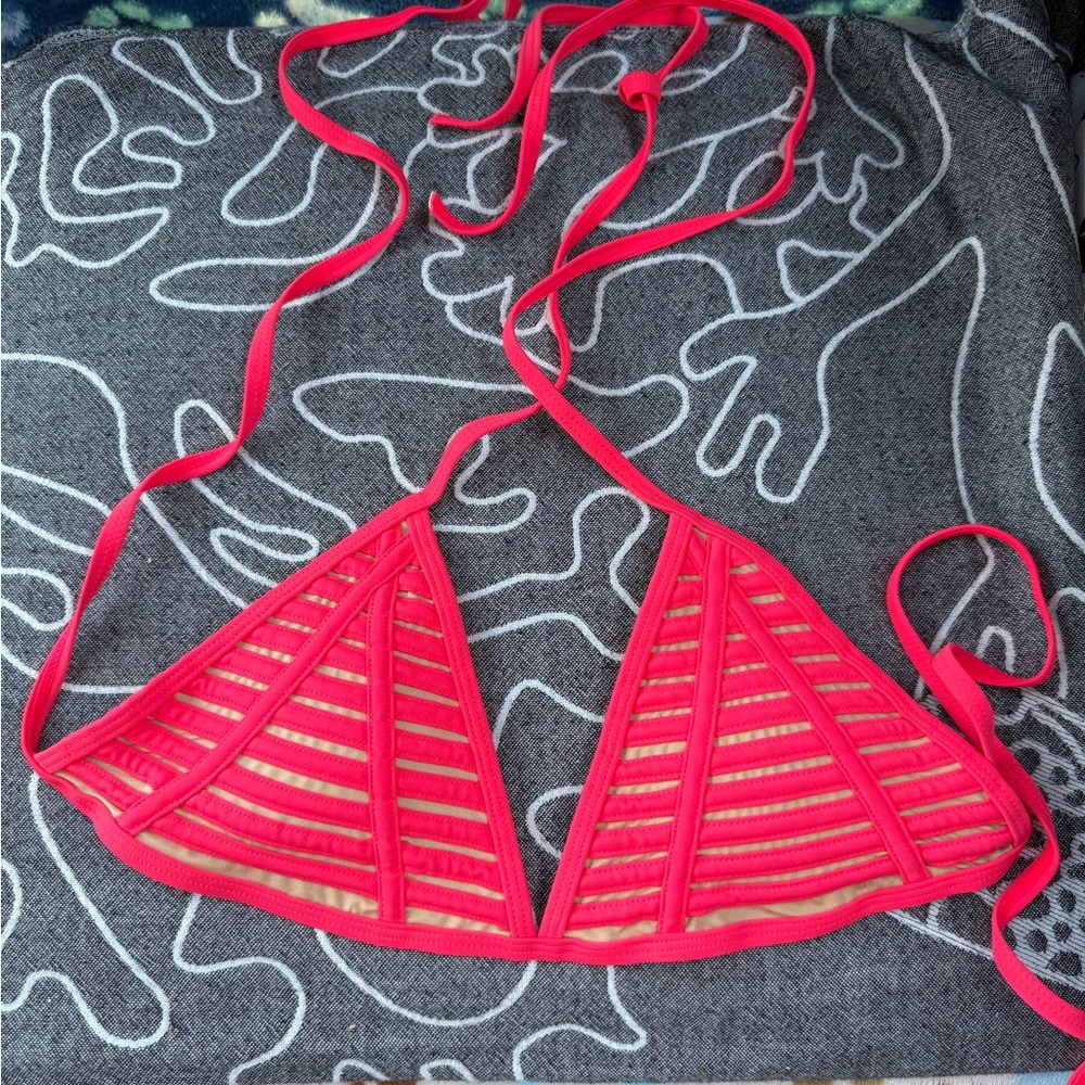 Vibrant Pink Strappy Bikini Top